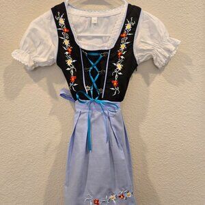 Dirndl World Girl’s German Oktoberfest Dress Costume Size 5 - Black & blue apron